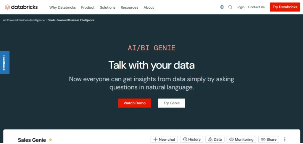 Databricks Genie Homepage